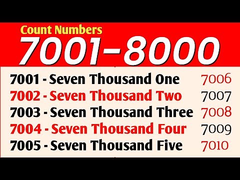 7001 To 8000 Numbers in words in English || 7000 - 8000 English numbers with spelling