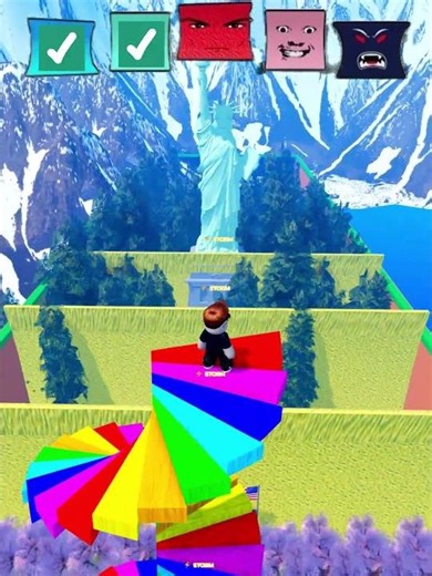 Rainbow Obby Ladder VS TSUNAMI?! 🌊 #roblox