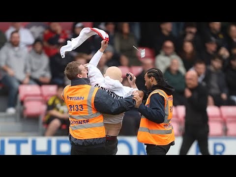 Salford FC - Pitch Invaders Protest Against Gary Neville