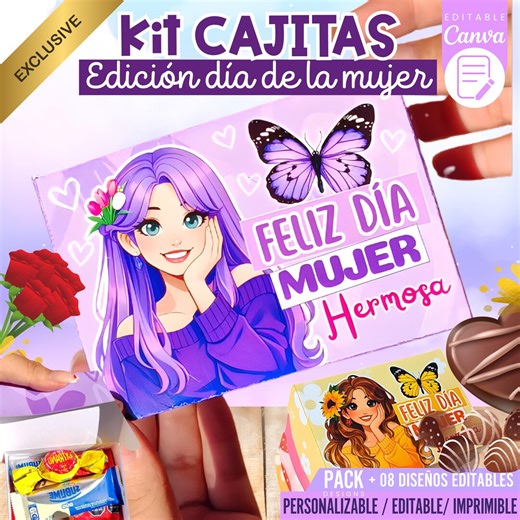 Womens Day Boxes Template Bundle, 10 Editable Canva Designs (march 8th) - Etsy