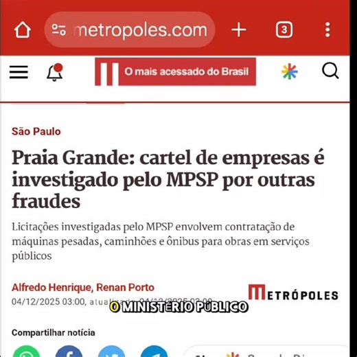 ARMAGEDOM | 📍 Praia Grande: Investigações revelam suspeita de fraude em licitações e possível ligação com morte de ex-delegado Um relatório mostra... | Instagram