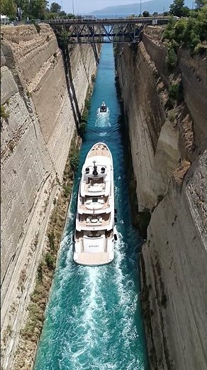 95m Superyacht O'PARI Navigating the Narrow Corinth Canal, Greece 🇬🇷