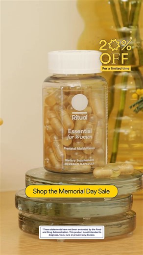 If you’re pregnant or trying, these are the BEST @ritual prenatal vitamins because it's the only one that doesn't make me sick! There are 12 clean, vegan key nutrients for mom to baby. Can't recommend Ritual enough if you are looking for a high quality prenatal that's gentle 💛Plus, get 20% off your first order this memorial day! | Ritual