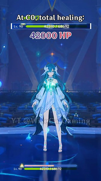 I compared Vodyanitsa's healing at C0 and C4, it's crazy! 🤣 #genshinimpact #shorts
