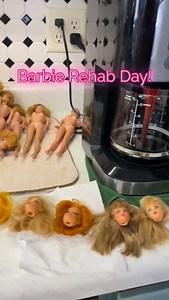 Snow day = #barbie #rehab day! So much to do. Skippers in the sink, Ken’s in the dishwasher, clothes in the sonic cleaner, and Barbie’s EVERYWHERE!! #barbierestoration | Stephanie Duncan Allen