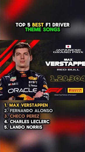 Ranking Top 5 F1 Driver Theme Songs #f1 #songs #fyp