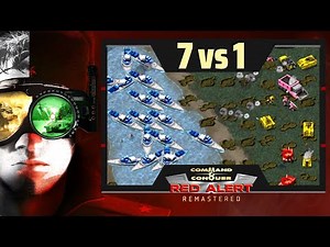 C&C Red Alert Remastered | 7 vs 1 Hard Enemies | (Greece)