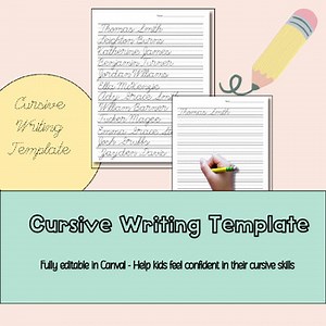 Custom Cursive Name Practice Sheets – Customize in Canva, Personalized Name