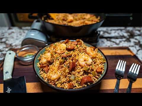 One Skillet Cajun Dirty Rice with Shrimp & Sausage