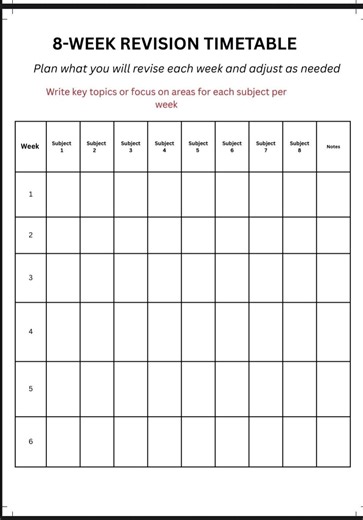 GCSE & A-level Study Planner | Printable Exam Timetable PDF | 8-week Revision Planner for Students - Etsy UK