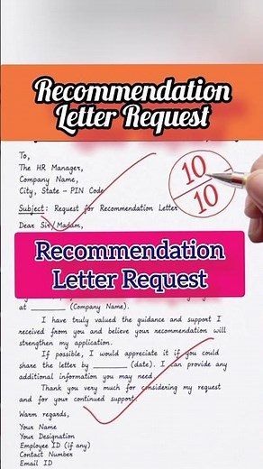 🔴 Recommendation Letter Request | Professional Letter Format #Shorts