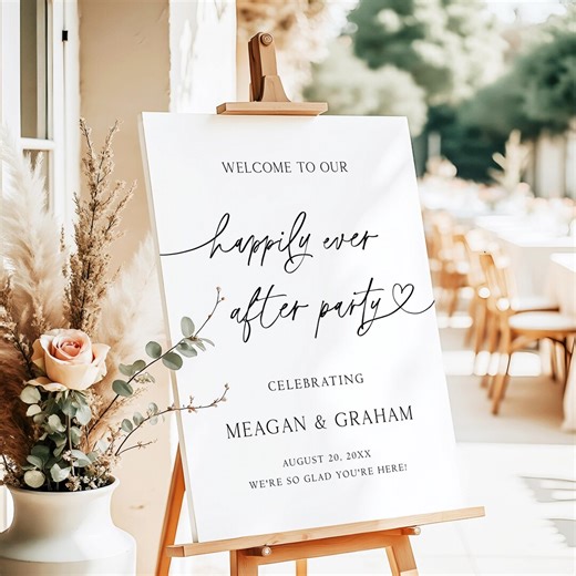 Printed   Shipped Wedding Welcome Sign Happily Ever After Welcome Sign Reception Entrance Poster Minimalist Elopement After Party Sign HC - Etsy