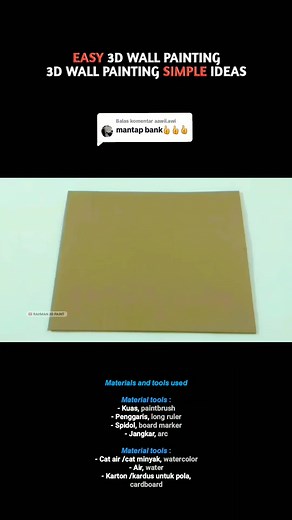 Membalas @aawii.awi Easy 3d wall painting | 3d wall painting simple ideas | Cat dinding kamar 3d #foryoupage #foryou #fyp #tutorial #painting #simple #3d #ideas #easy #drawing #decoration #design #lukisan #pintura #wallpainting #paintingtutorial #paintingart #rahman3dpaint