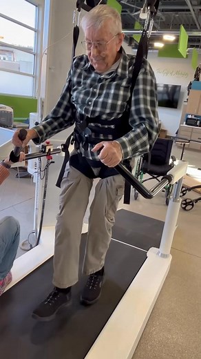 Leonards first time walking in manual mode on the Lokomat Pro! 💪🏽 With the harness offsetting some of his weight, he’s able to practice his gait safely and effectively. So proud of his hard work! #bridginglives #bridgingmobility #onestepatatime #givingthegiftofmobility #BridgingCommunities | Bridging Bionics Foundation
