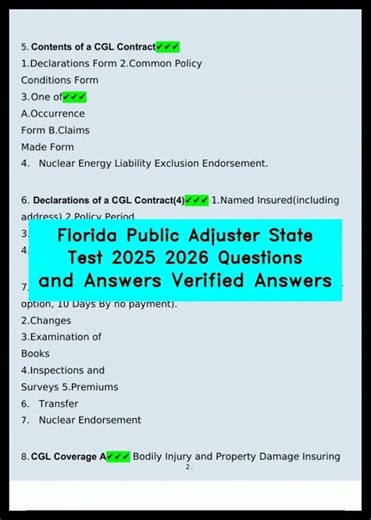 Florida Public Adjuster State Test 2025 2026 Questions and Answers Verified Answers video