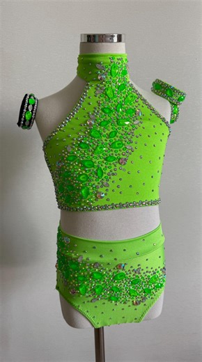 Girls Neon Green Jazz/ Arco Dance Costume Size 8 - Etsy
