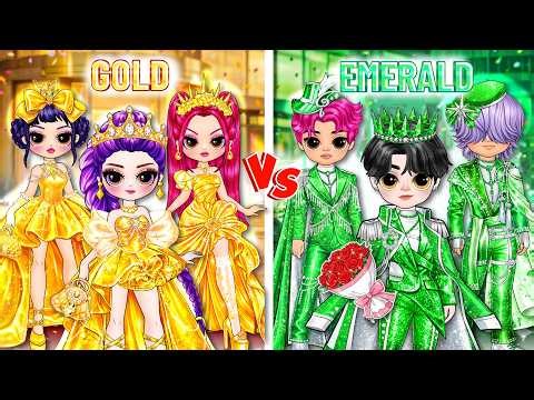 Golden & Emerald Fashion with Huntrix & Saja Boys | Best DIY Fashion Paper Dolls