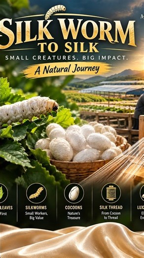 🐛🧵 How Silkworms Make Silk! From Worm to Silk Cocoon 🌿 #Silkworm #shorts #silk #silkproducts #reels