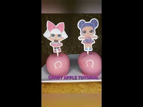 How to make pink candy apples with lol suprise doll toppers