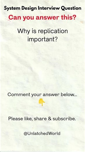 System Design Question Replication Basics #shorts #interview #systemdesign #dsa