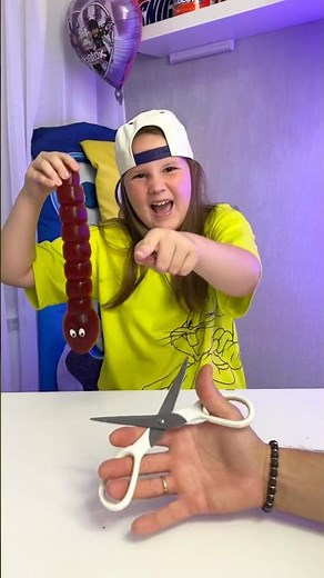 Giant Gummy Worm vs Scissors 😱✂️🤣 #funny #tiktok