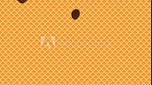 Chocolate ice cream melted on waffle background animation. Cream melted on waffle background. Sweet ice cream flowing down on cone. Motion graphic. 4K animation