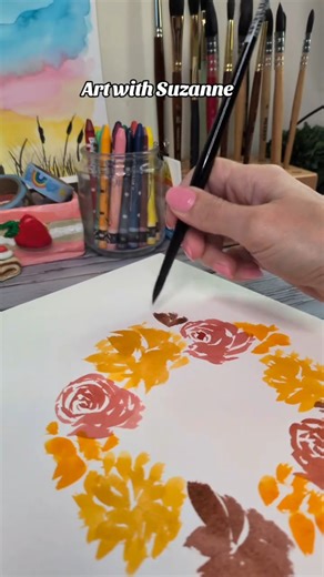 Watercolor for beginners 🍂 Fall wreath painting #watercolor #painting