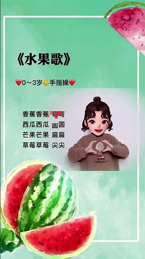 兒童啓蒙兒歌童謠手勢舞教程1068「水果歌」幼兒手指遊戲