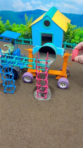 😱 Real Working Mini Tractor Making Cement Pillar | Amazing DIY Construction Machine 🚜 #shorts