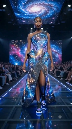 She Wore the Entire Universe 🌌✨ #shorts #fashion #galaxy #fashionshow