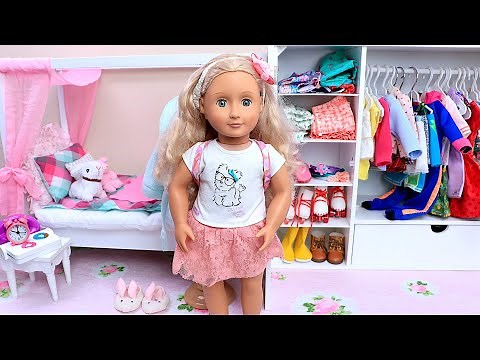 AG Doll Bedroom with Pink Bed & Wardrobe Closet with Fancy Clothes! Play Toys creative story