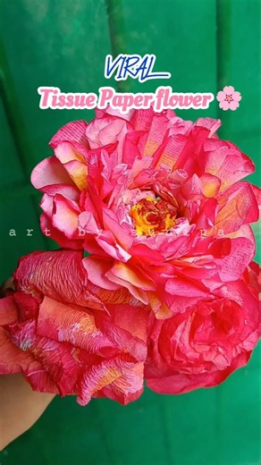 It's beautiful 🩷🌸 #trending #shorts #painting #papercraft #tissue #flowers #artificial #rose #art