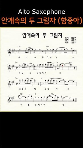 안개속의 두 그림자 (함중아) II ㅡ 앨토색소폰 이명수 엘프 ELF 반주기에 맞춘 꾸밈음 악보 s #가요