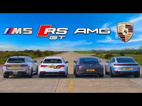 New M5 v RS6 GT v AMG GT v Panamera Turbo S: DRAG RACE