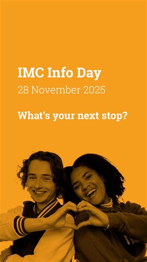 🎓 Next stop: IMC Info Day! Explore our bachelor and master degree programmes, meet our students and experience the IMC spirit on 28 November 2025 from 2 p.m. to 6 p.m. at IMC Campus Krems. Your next chapter starts here! | IMC Krems