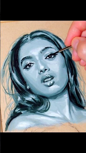 Gouache Monochromatic - Perylene Black #painting #portrait #sketchbook