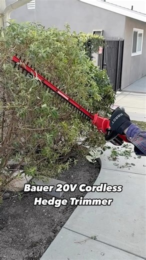 Harbor Freight on Instagram: "Keep your shrubs in shape this Spring with the Bauer 20V Cordless Hedge Trimmer..features a 20” blade length and a rotating handle for trimming at any angle. Only $54.99 (tool only) at your local #HarborFreight."