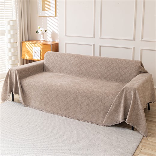 Smuge Sofa Cover, Sofa Slipcovers Couch Covers Protector 3 Cushion Throw Sofa Towel for L Shaped Couch Suitable for All Seasons (71"x 118", Light Coffee)
