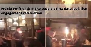 Prankster friends make couple's first date look like engagement celebration, hilarious video goes viral