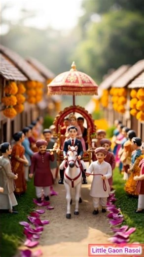 🔥 Shehnai Echoes in a Clay Village | Miniature Groom on Horse & Bride Palanquin Wedding Journey 🐎🌸🏡✨