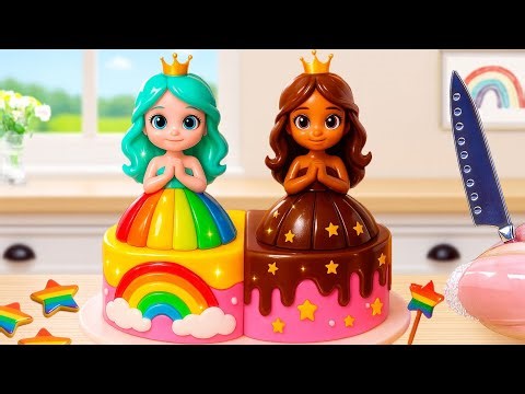 Mini Rainbow Princess vs Chocolate Princess 👑🌈🍫Satisfying Mini Cake Decorating