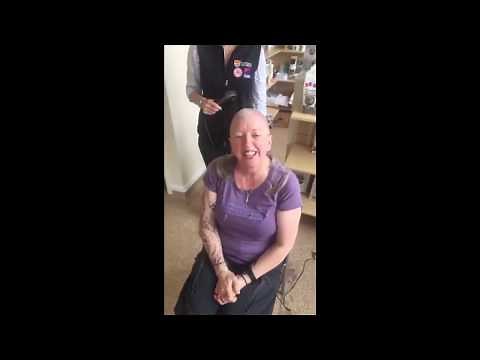 beautiful old woman headshave
