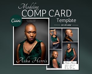 Modeling Comp Card Template, Zed Card Canva Template, Fashion Model Portfolio, Editable Model Comp Card - Etsy