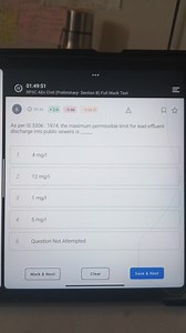 As per IS 3306: 1974, the maximum permissible limit for lead ef... | Filo