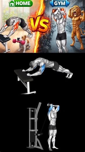 Bench Tricep Extension vs Overhead Rope | Home vs Gym Triceps Workout #Shorts #tricepsworkout #viral