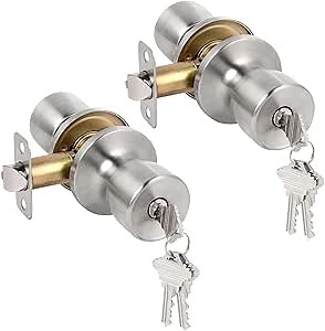 HOSOM Door Knobs with Lock and Key, Keyed Entry Door Knob, Exterior and Interior Door Lock for Commercial and Residential Area, Door Handle Satin Nickel, Not Keyed Alike