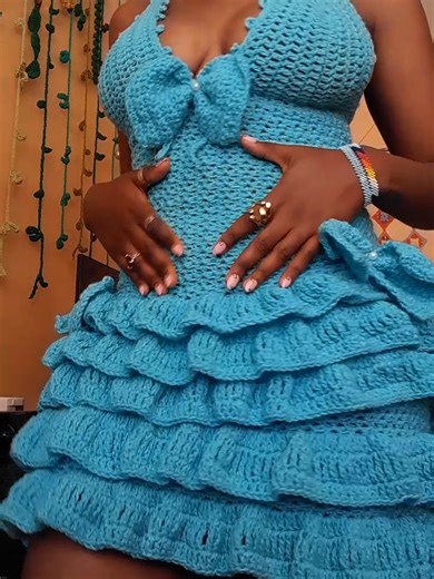 Crochet Dress Creation Under a Clear Sky