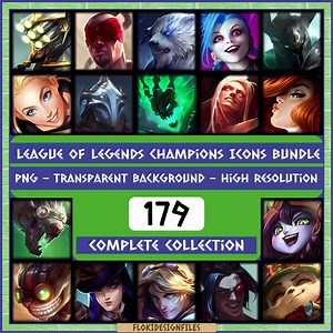 Complete Collection 171 League of Legends Champions Icons PNG 2025 High Resolution Digital Download for Stickers Shirts Mugs - Etsy