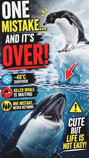 One Mistake… And It’s Over! 🐧❄️ #nature #wildlifefacts