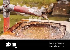 Bamboo fountain over stone pool with ripples reflecting simplicity stillness and cultural symbolism of Japanese gardens. Buenos Aires, Argentina april 11, 2025 palermo Stock Video Footage - Alamy
